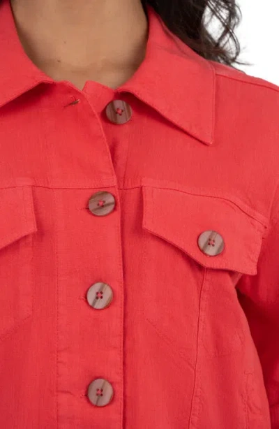 Kut From The Kloth Julia Linen Blend Trucker Jacket In Watermelon