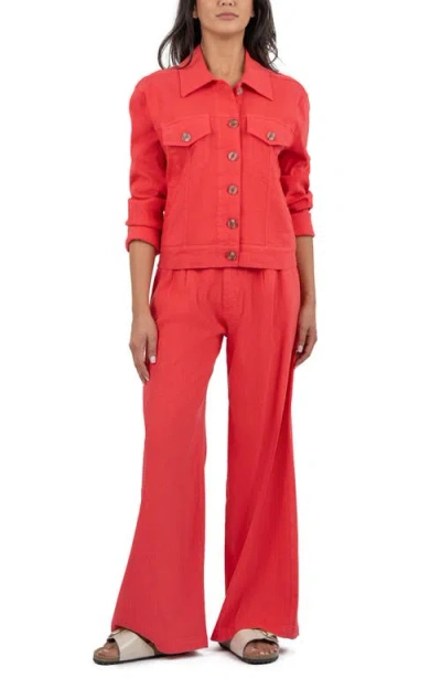 Kut From The Kloth Julia Linen Blend Trucker Jacket In Watermelon