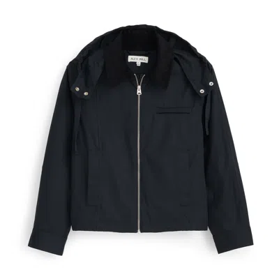 Alex Mill Kenzie Corduroy-trimmed Cotton-blend Hooded Jacket In Black