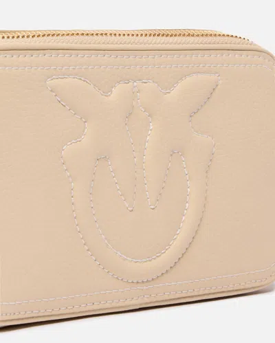 Pinko Small Crossbody Bag With Raised Love Birds Logo In Pink