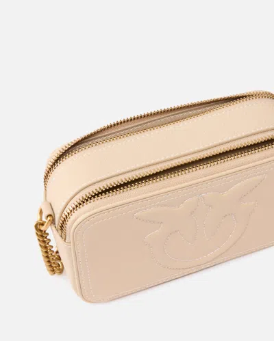 Pinko Small Crossbody Bag With Raised Love Birds Logo In Pink