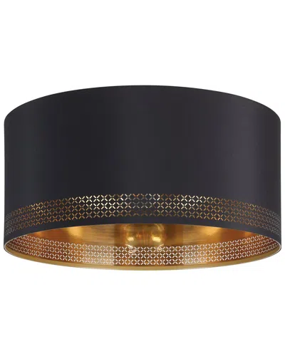 Eglo Esteperra 1 Light Drum Ceiling Light With Black & Gold Interior Fabric Shade