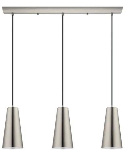 Eglo Pratella 3 Light Linear Pendant With Matte Nickel Finish & Matte Nickel Cone Shaped Metal Shade