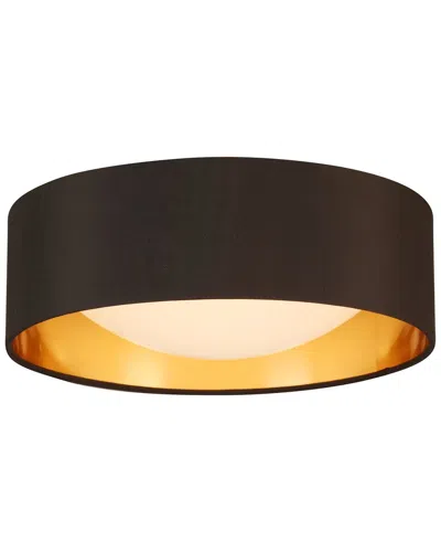 Eglo Orme Integrated Led 12 Ceiling Light With Black & Gold Fabric Shade & White Acrylic Diffuser