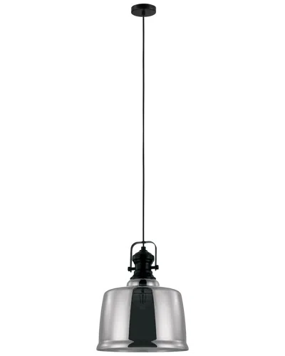 Eglo Gilwell 1 Light Pendant With Matte Black & Chrome Finish & Smoked Glass Shade, 1-60w E26 Bulb