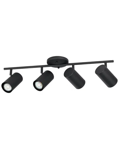 Eglo Calloway 4 Light Fixed Track Light With Black Finish & Black Adjustable Cylinder Shades