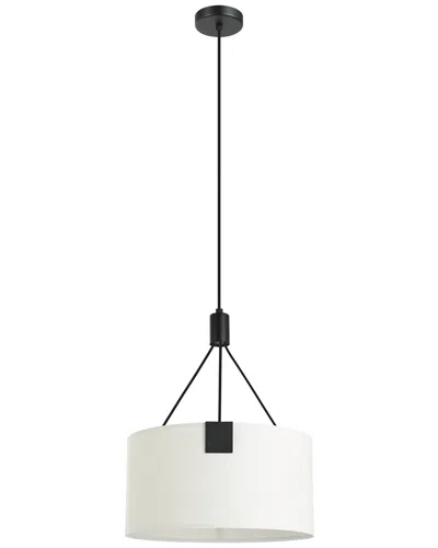 Eglo Tortola 3 Light Pendant With Black Finish & White Fabric Drum Shade