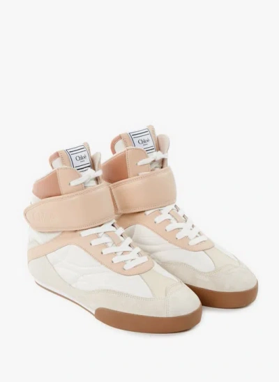 Chloé Kick Sneakers In White Suede And Leather In Pink