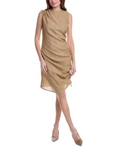 Marella Jolly Linen-blend Mini Dress In Brown
