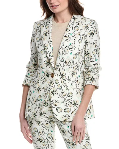 Marella Zuara Jacket In Green Flower In White