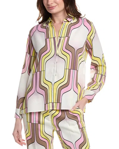 Marella Sirena Geometric-print Button-down Blouse In Pink