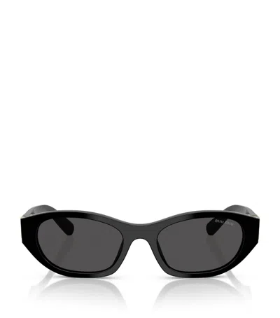 Miu Miu 0mu A03s Rectangular Black Acetate Sunglasses In Black