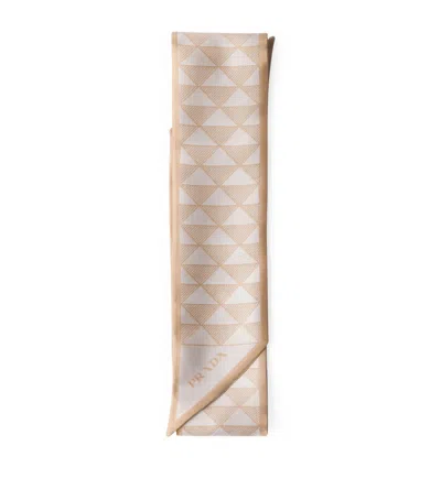 Prada Silk Triangle Skinny Scarf In Brown