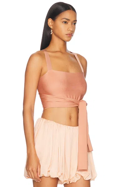 Chloé Cropped Front-tie Tank Top In Shiny Viscose Knit In Misty Coral