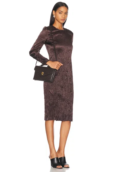 Bottega Veneta Women Knot Lock Leather Shoulder Bag With Intrecciato Motif In Fondant & Muse Brass