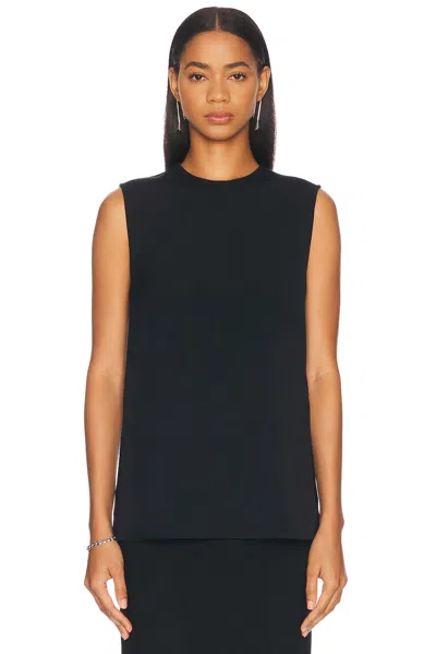 Totême Crew Neck Sleeveless Lightweight Fabric Top In Black
