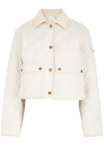 Moncler Diamond Quilted Jacket In Ivory