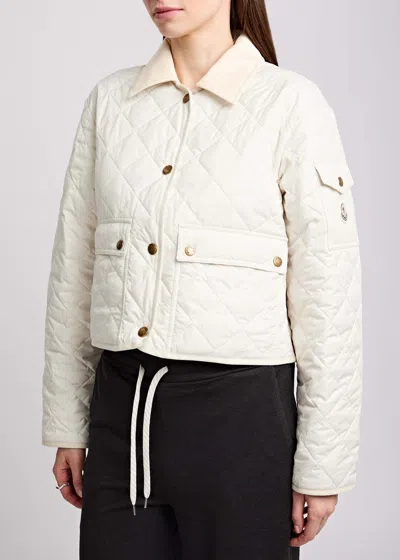 Moncler Diamond Quilted Jacket In Ivory