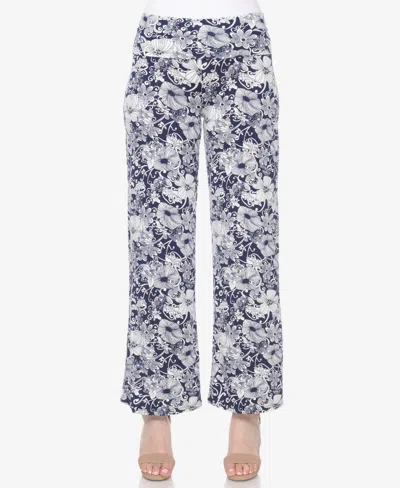 White Mark Women's Floral Paisley Palazzo Pants In Blue