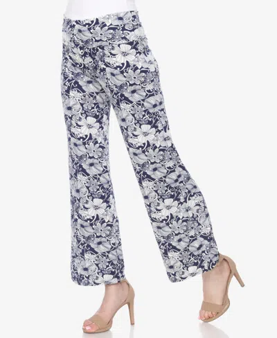 White Mark Women's Floral Paisley Palazzo Pants In Blue