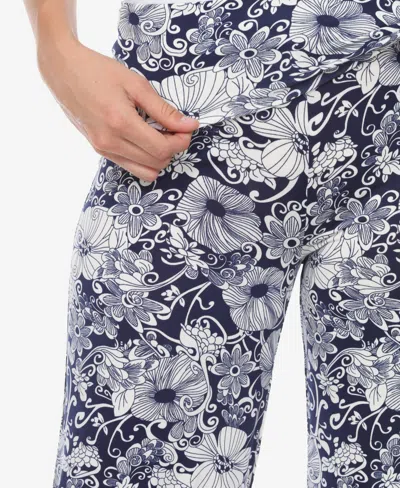 White Mark Women's Floral Paisley Palazzo Pants In Blue