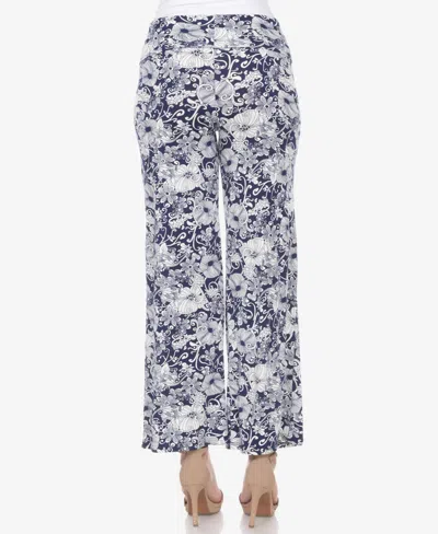 White Mark Women's Floral Paisley Palazzo Pants In Blue