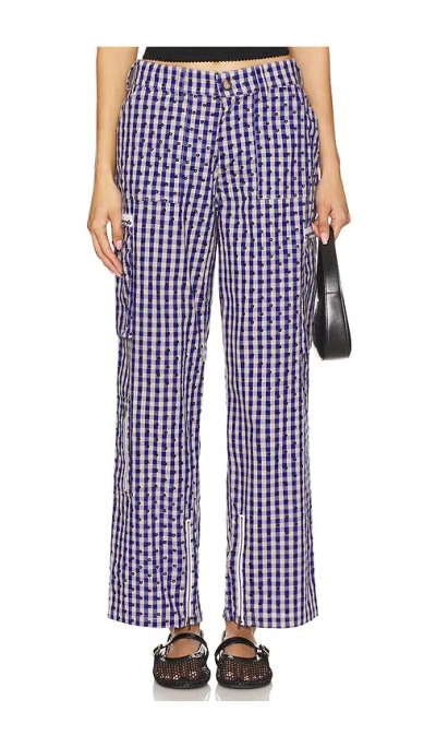 Guizio Adrian Gingham Pant In Royal,grey