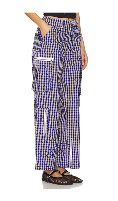 Guizio Adrian Gingham Pant In Royal,grey