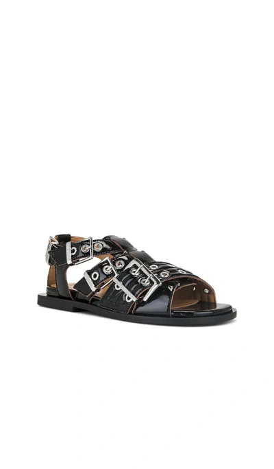 Ganni Women's Feminine Buckle Sandals In Black