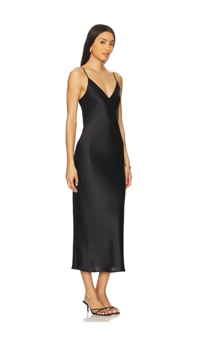 L'agence Seridie Mid-length Silk Slip Dress In Black