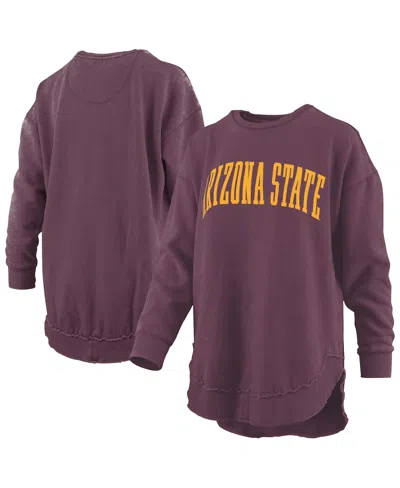 Pressbox Women's Maroon Arizona State Sun Devils Melange Poncho Vintage Fleece Long Sleeve Pullover Sweatshir In Purple