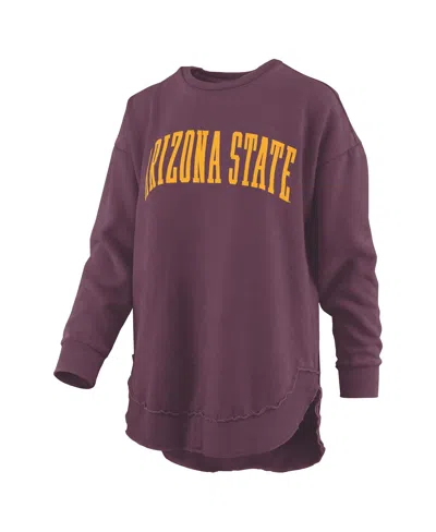 Pressbox Women's Maroon Arizona State Sun Devils Melange Poncho Vintage Fleece Long Sleeve Pullover Sweatshir In Purple