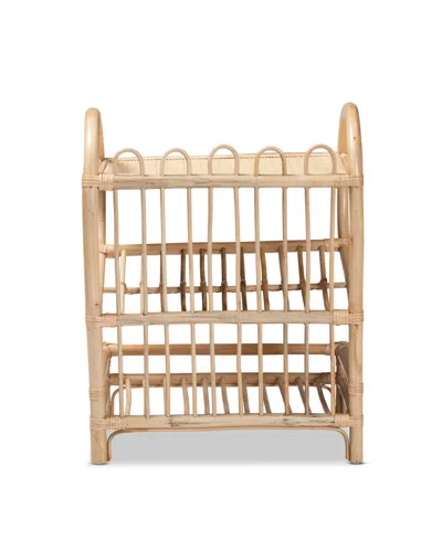 Bali & Pari Liora Modern Bohemian Finished Rattan 3-tier Display Shelf In Natural Brown