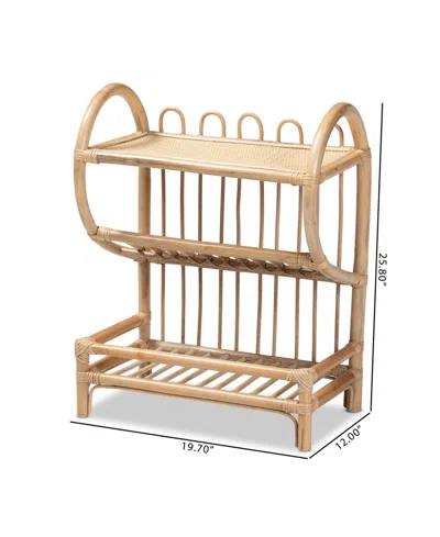 Bali & Pari Liora Modern Bohemian Finished Rattan 3-tier Display Shelf In Natural Brown