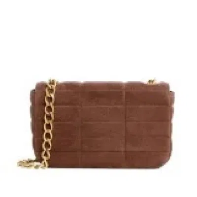 Celine Logo Monochrome Matelasse Shoulder Bag In Brown