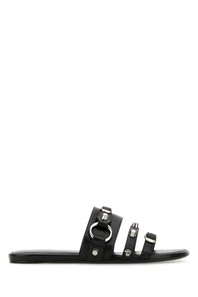 Balenciaga City Flat Sandals In Black