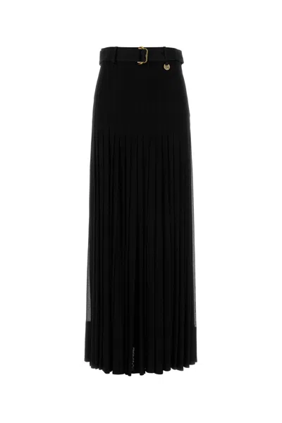Burberry Bar Pleated Maxi Skirt With Belt In Black