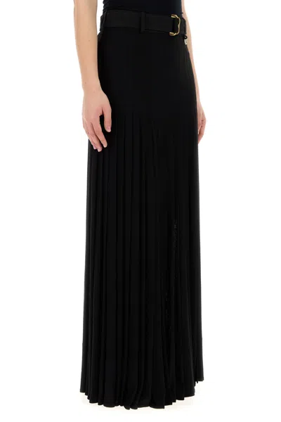 Burberry Bar Pleated Maxi Skirt With Belt In Black