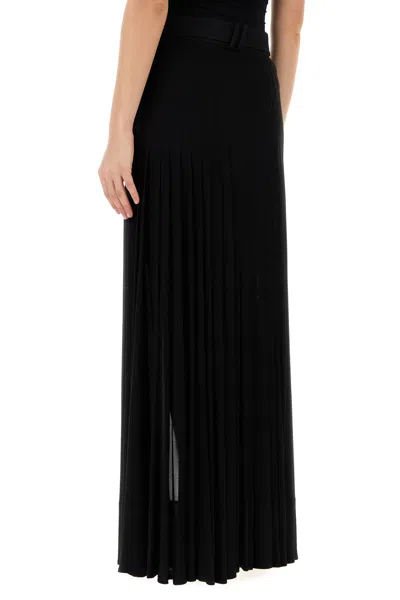 Burberry Bar Pleated Maxi Skirt With Belt In Black