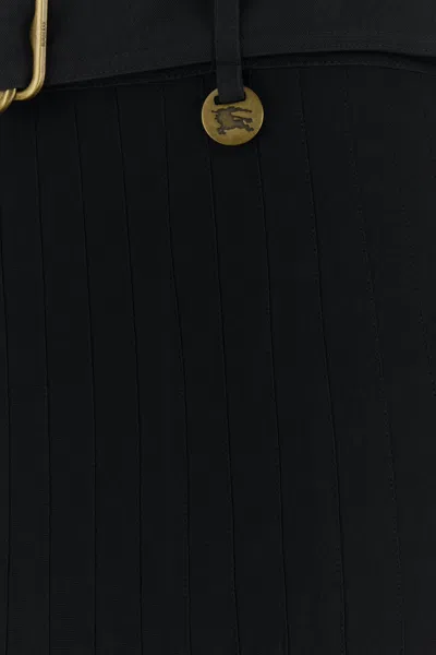 Burberry Bar Pleated Maxi Skirt With Belt In Black