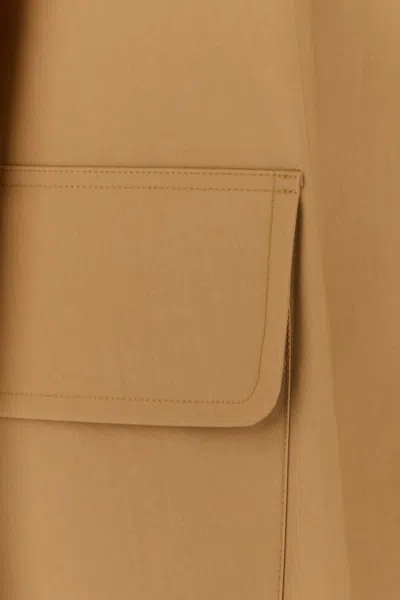 Prada Camel Cotton Overcoat In Brown