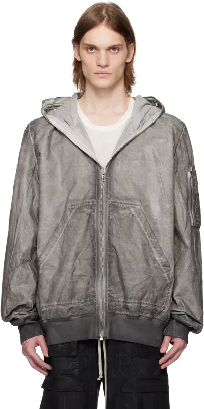 Rick Owens Drkshdw Bomber Jacket Padded Hooded In Grey