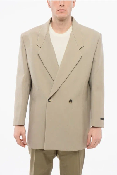 Fear Of God California Wool-blend Double-breasted Blazer In Beige