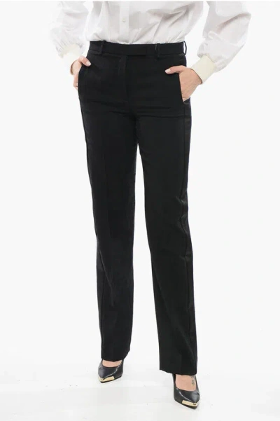 Versace Jacquard Wool Pants With Satin Side Bands