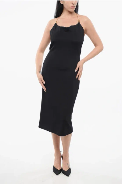 Bottega Veneta Viscose Dress With Metal Chain In Black