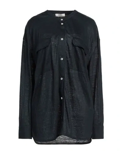 Alpha Studio Woman Shirt Midnight Blue Size 14 Linen In Blue