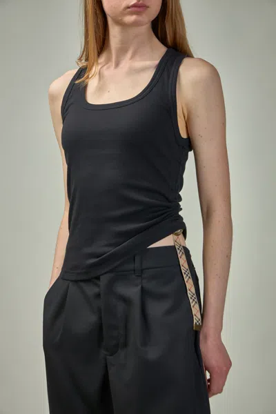 Burberry Cotton-blend Gathered Tank Top In Black