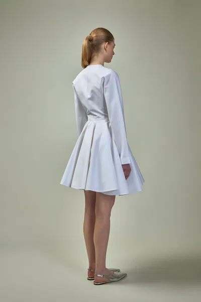 Alaïa Asym Belt Dress In Poplin In White