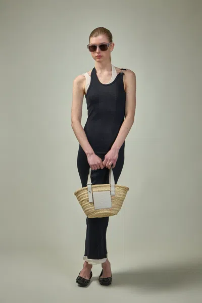 Jean Paul Gaultier Cotton Ribbed Twisted Double Layer Sleeveless Dress In Black