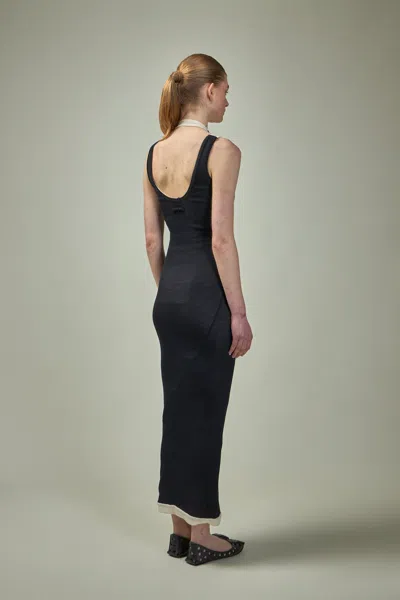 Jean Paul Gaultier Cotton Ribbed Twisted Double Layer Sleeveless Dress In Black